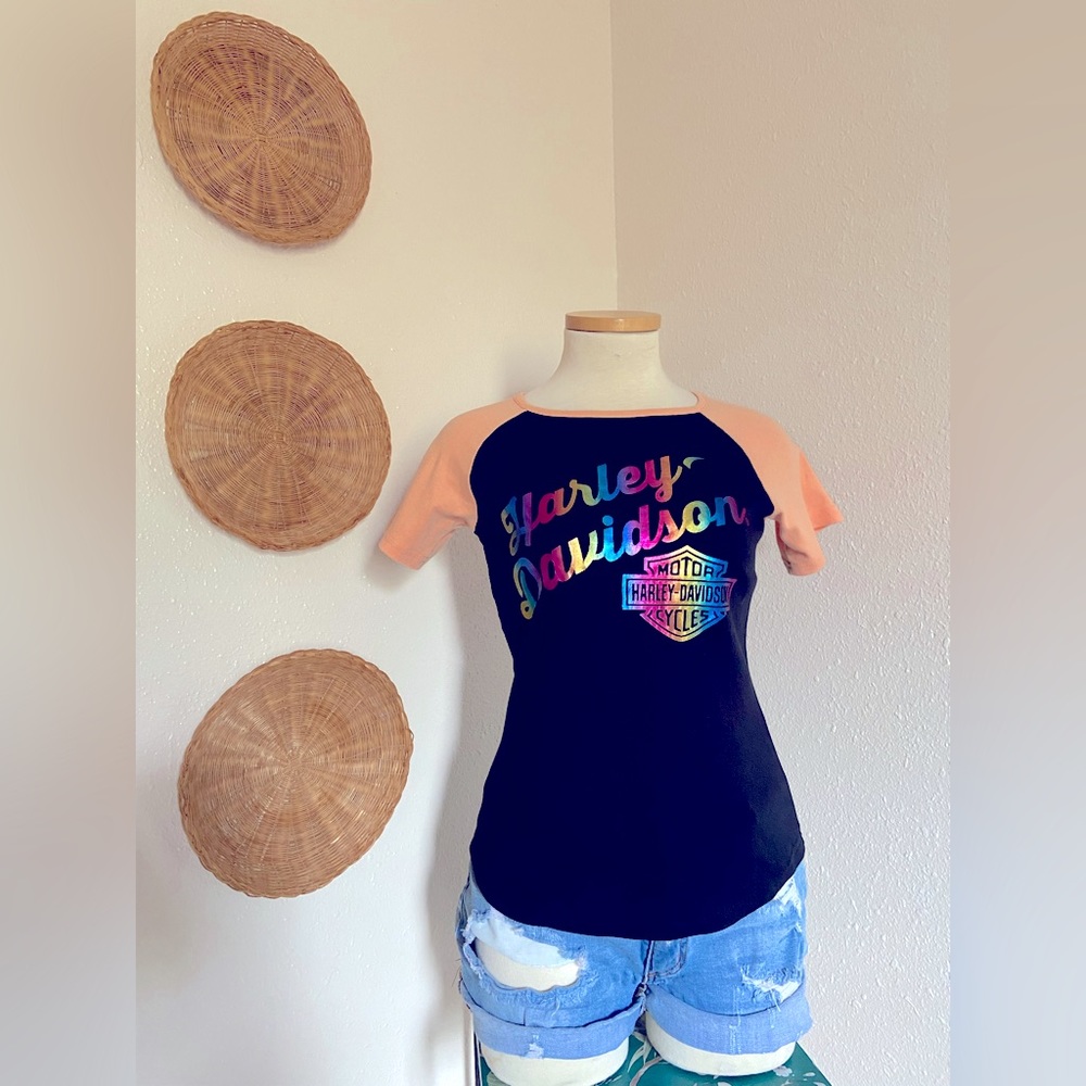 Harley-Davidson | Colorblock Tee With Rainbow Lettering - Picture 2 of 6